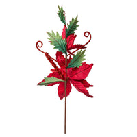 Red Velvet Poinsettia With Holly Spray