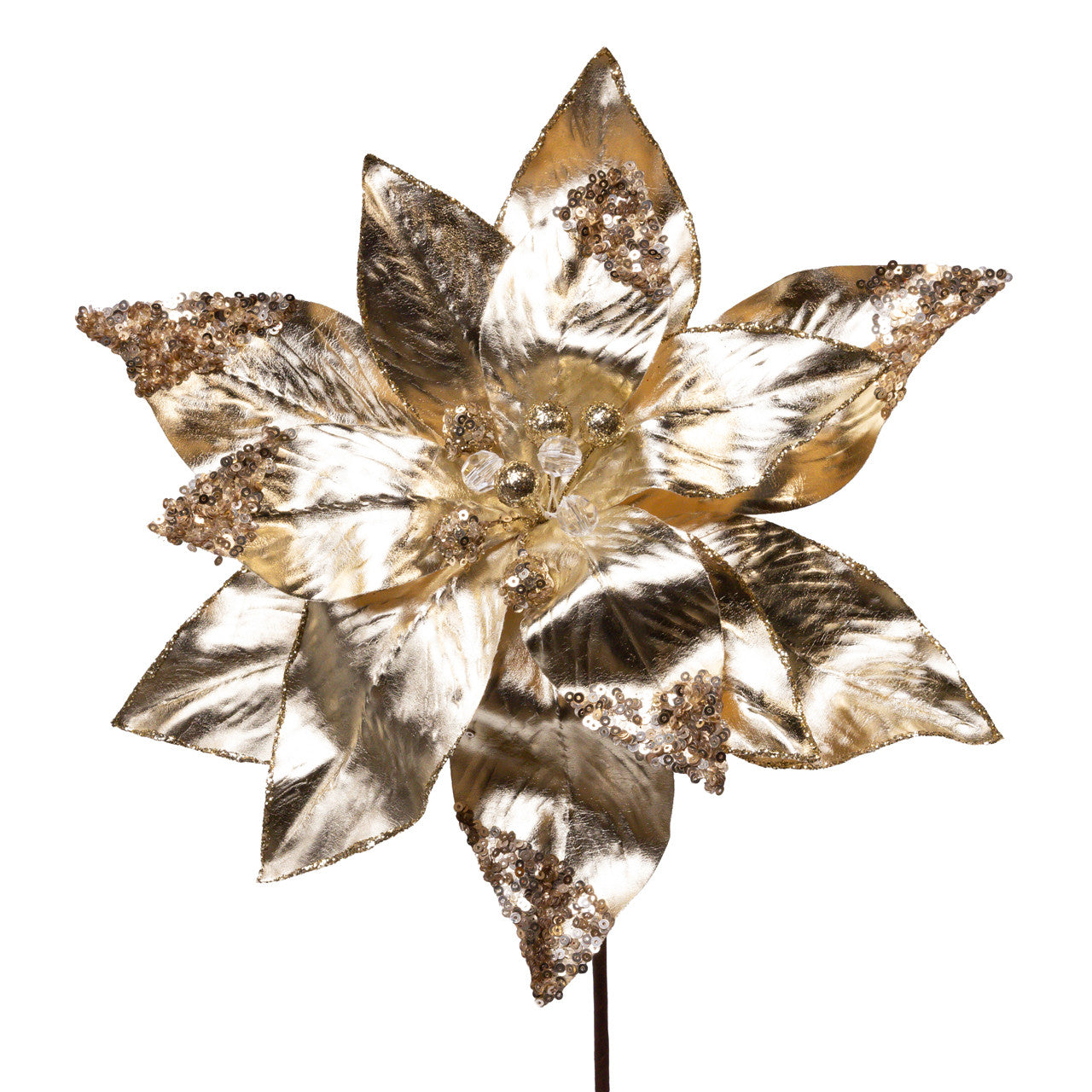 Gold Metallic Poinsettia Stem