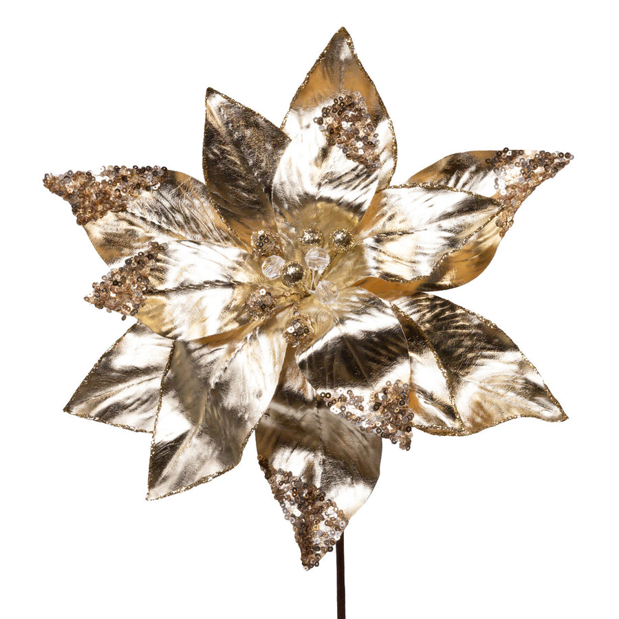 Gold Metallic Poinsettia Stem