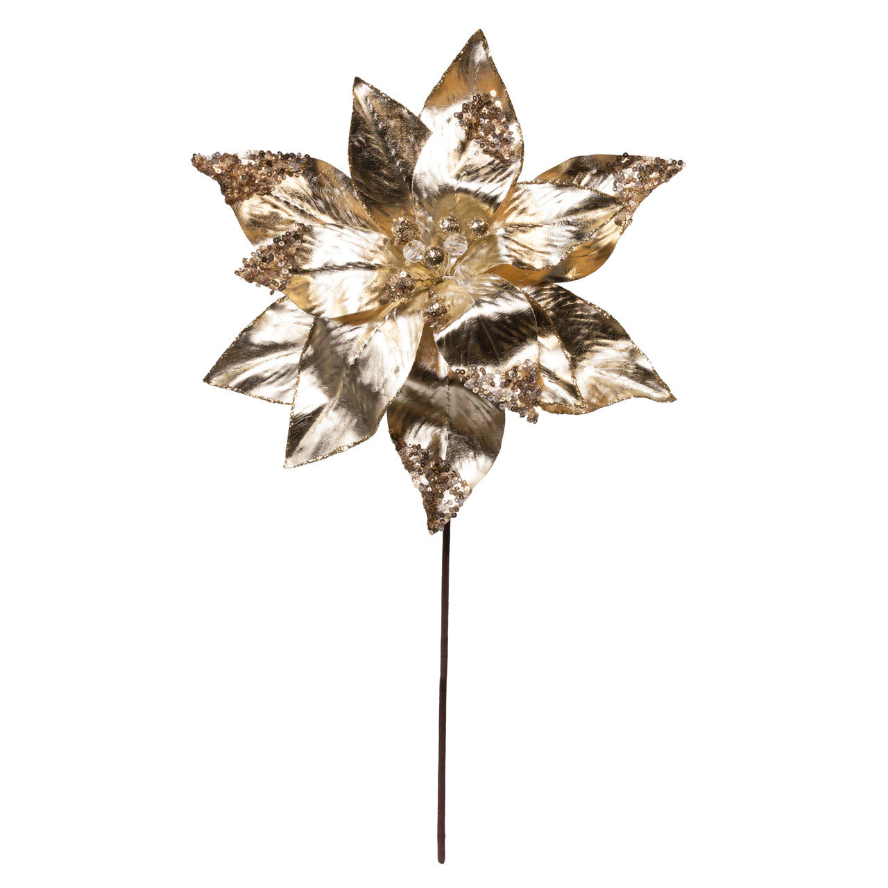 Gold Metallic Poinsettia Stem