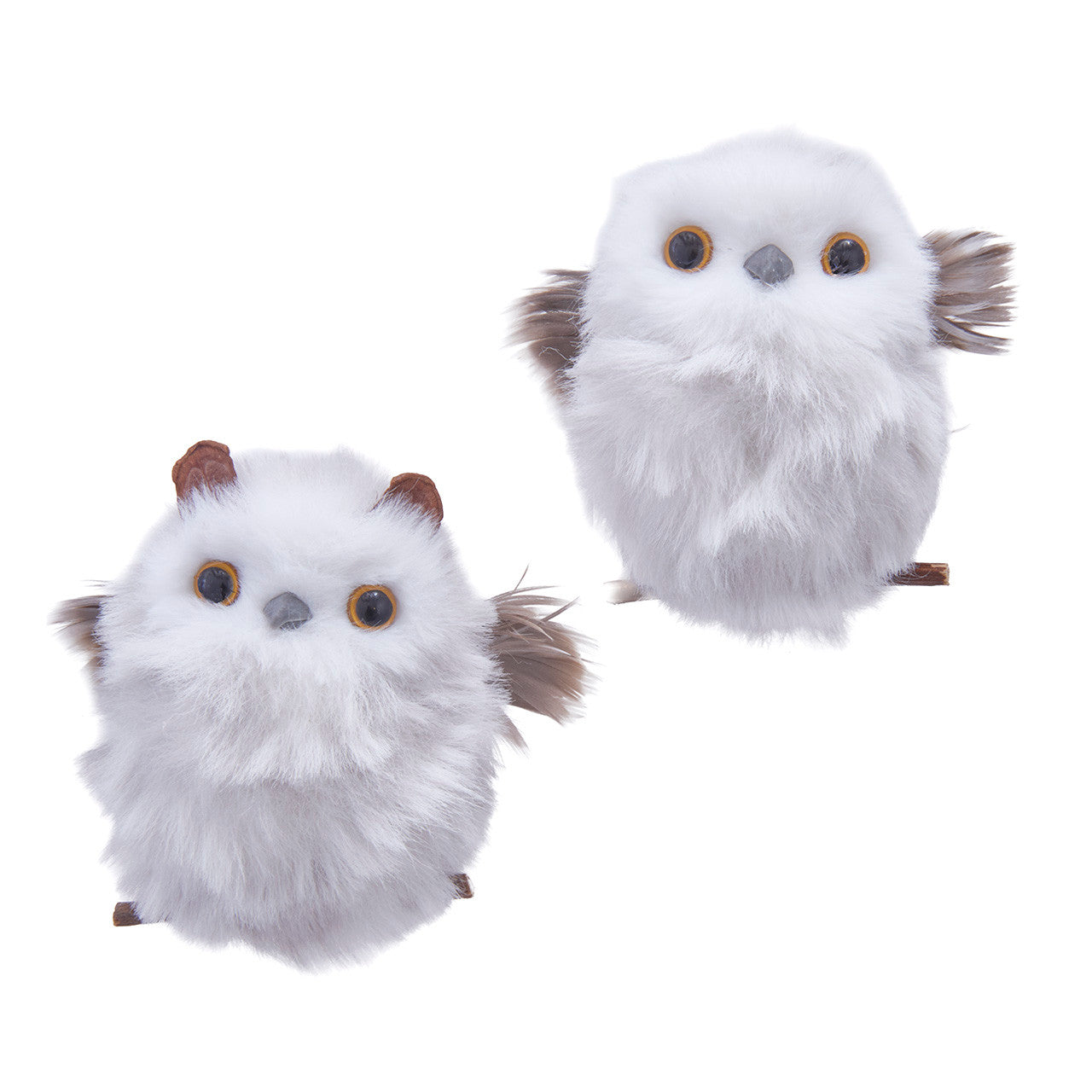 Small Grey Owl On Branch Ornaments