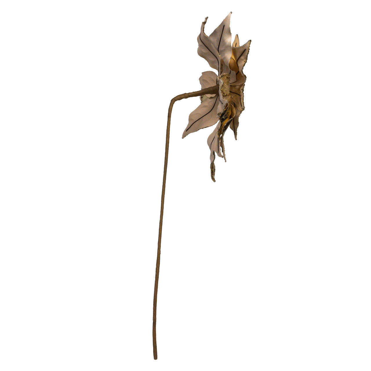 Gold With Glittered Accents Poinsettia Pick