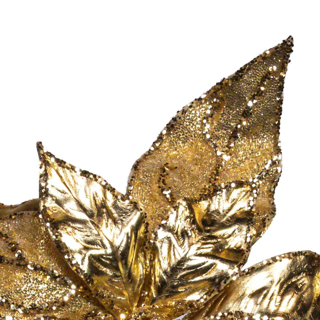 Gold With Glittered Accents Poinsettia Pick