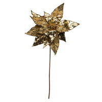 Gold With Glittered Accents Poinsettia Pick