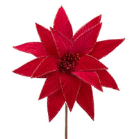 Red Velvet Glittered Poinsettia Pick