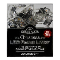 6.3' Battery Operated 20L Warm White Fairy LED Christmas Icon Light Clear Wire Light Set In PDQ