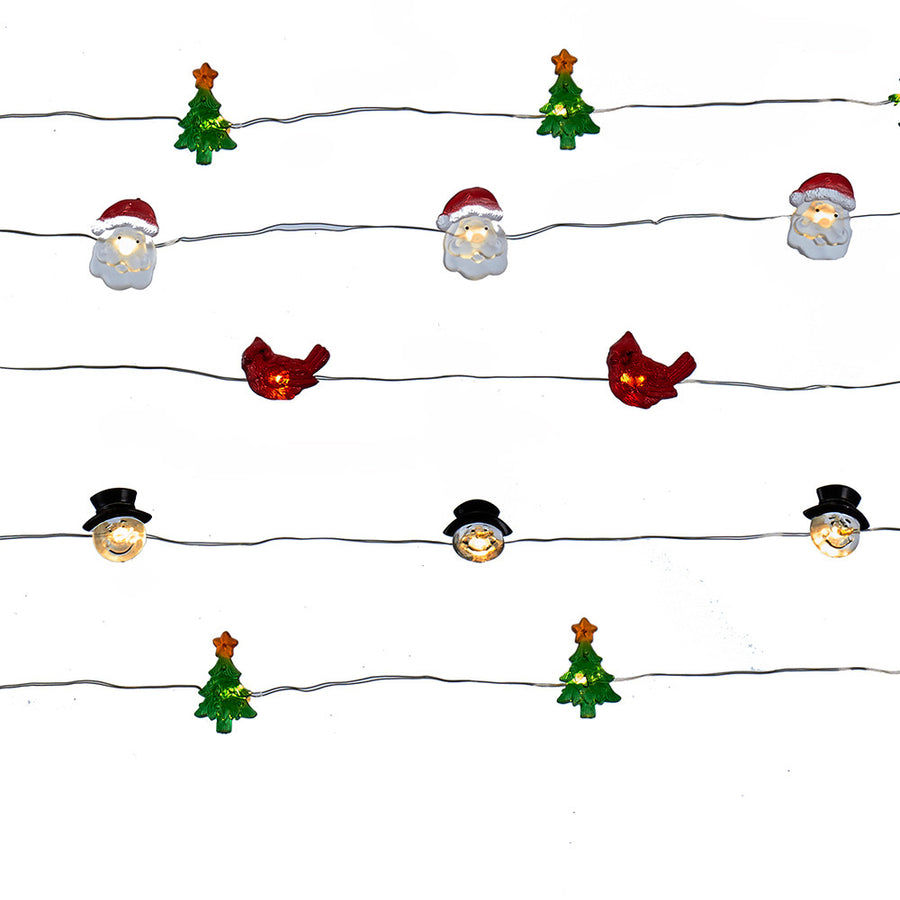 6.3' Battery Operated 20L Warm White Fairy LED Christmas Icon Light Clear Wire Light Set In PDQ