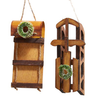 Toboggan & Sled With Wreath Ornaments