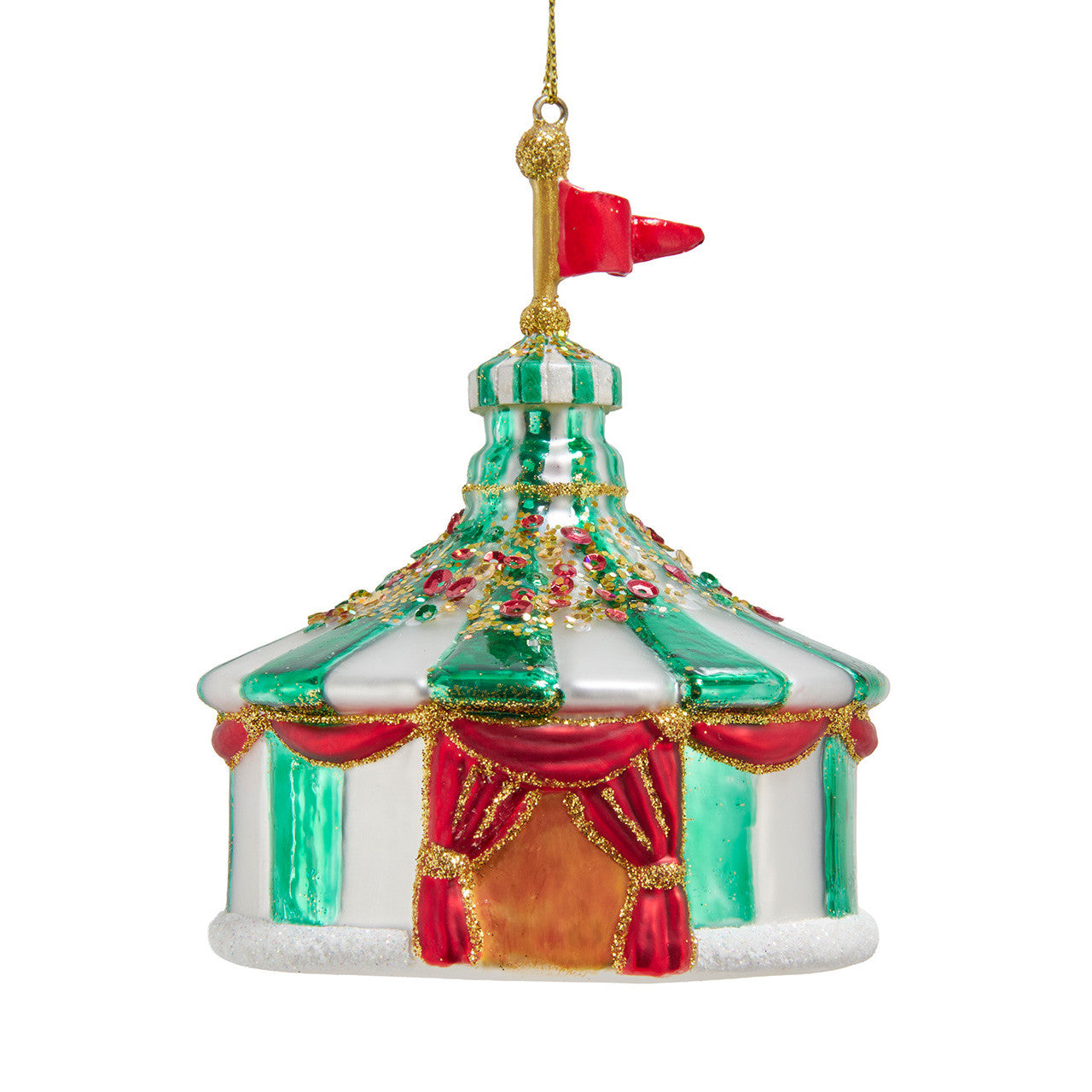 Glass Green Carnival Tent Ornament
