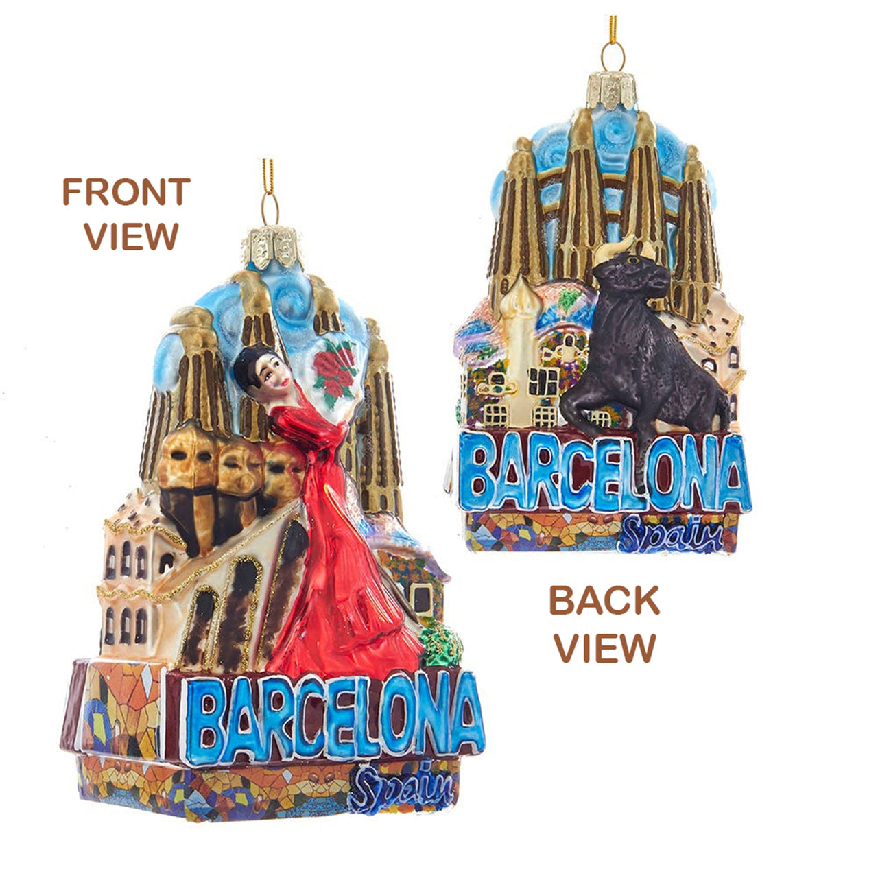 Barcelona Cityscape Glass Ornament
