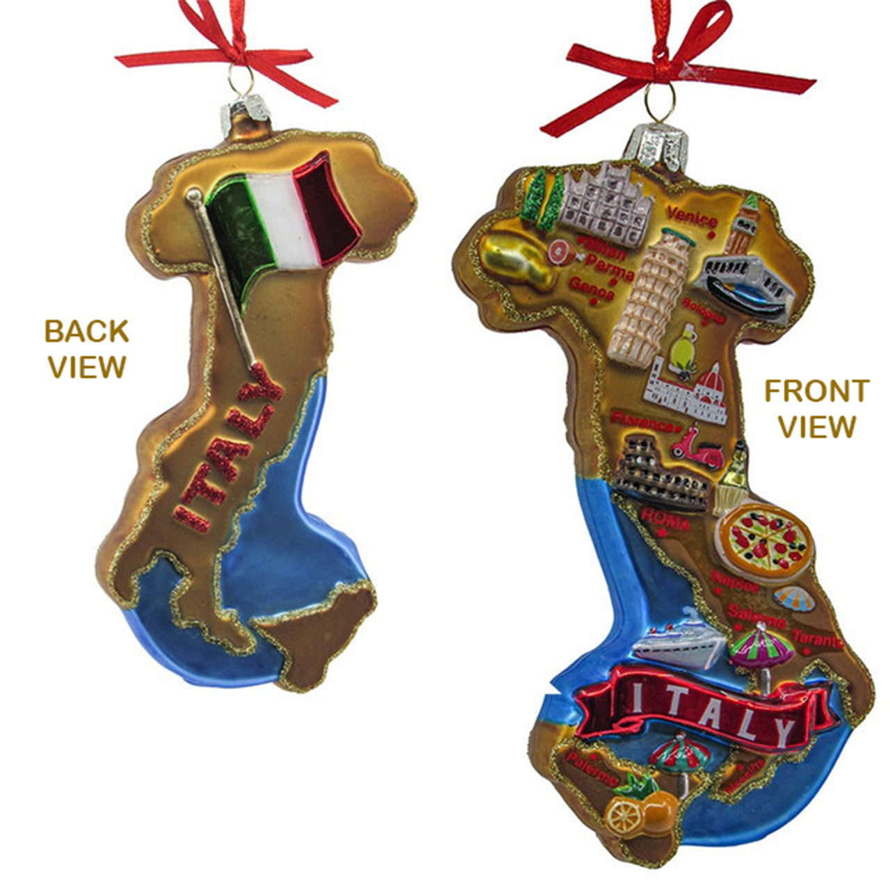 Italy Map Glass Ornament