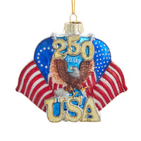 Glass 250th Anniversary U.S. Flag Ornament