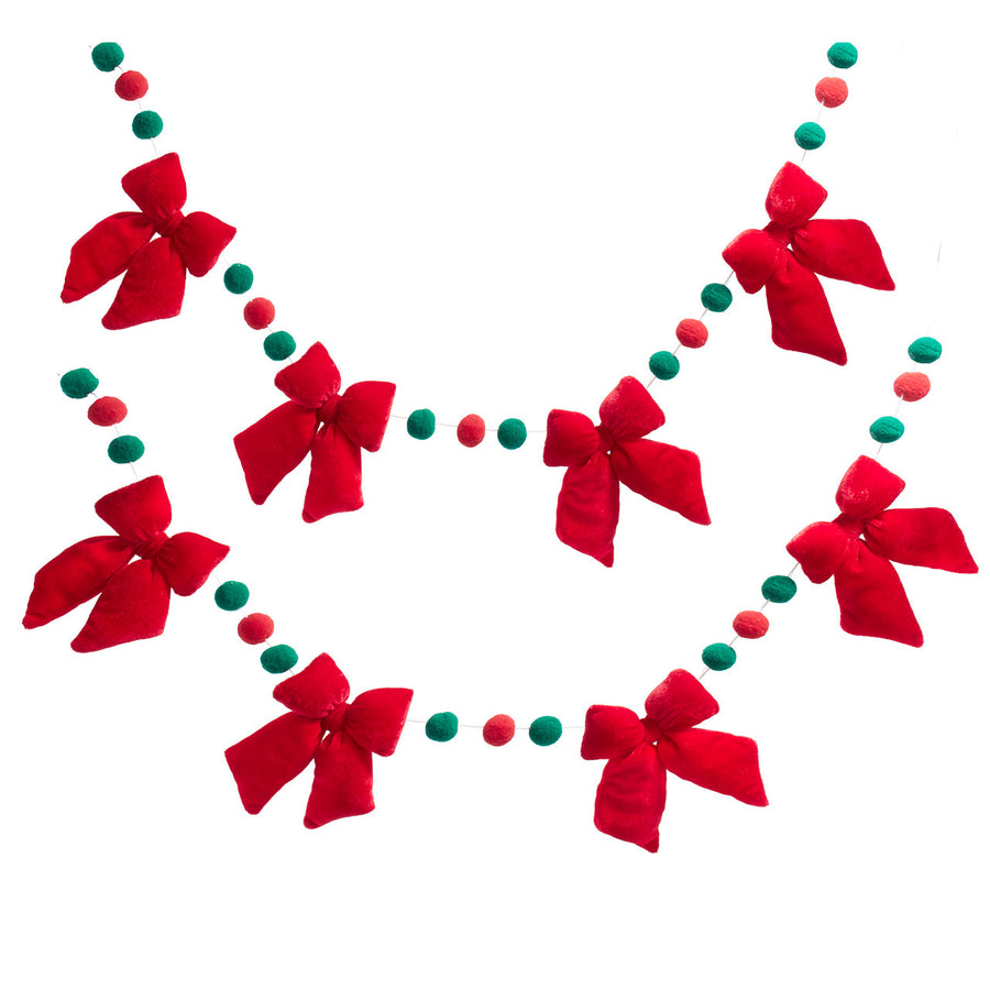 53" Red Bow Garland
