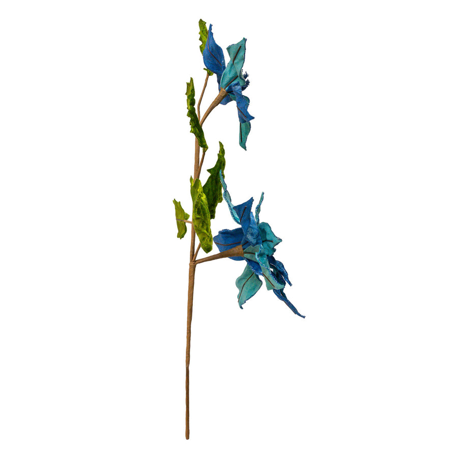 Blue & Teal Holly & Poinsettia Pick
