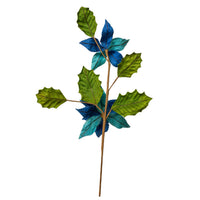Blue & Teal Holly & Poinsettia Pick