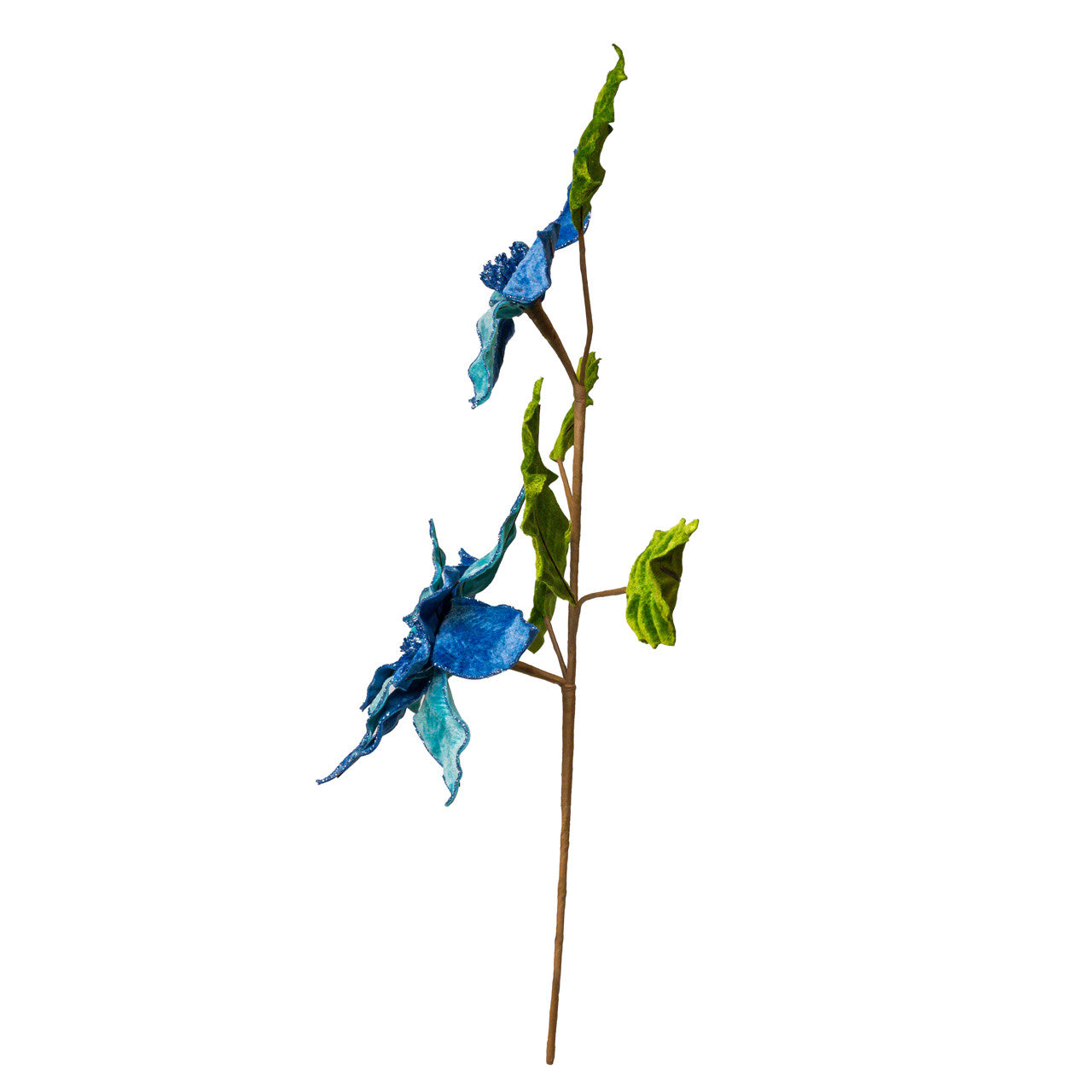 Blue & Teal Holly & Poinsettia Pick