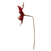 Dark Red & Gold Poinsettia Pick