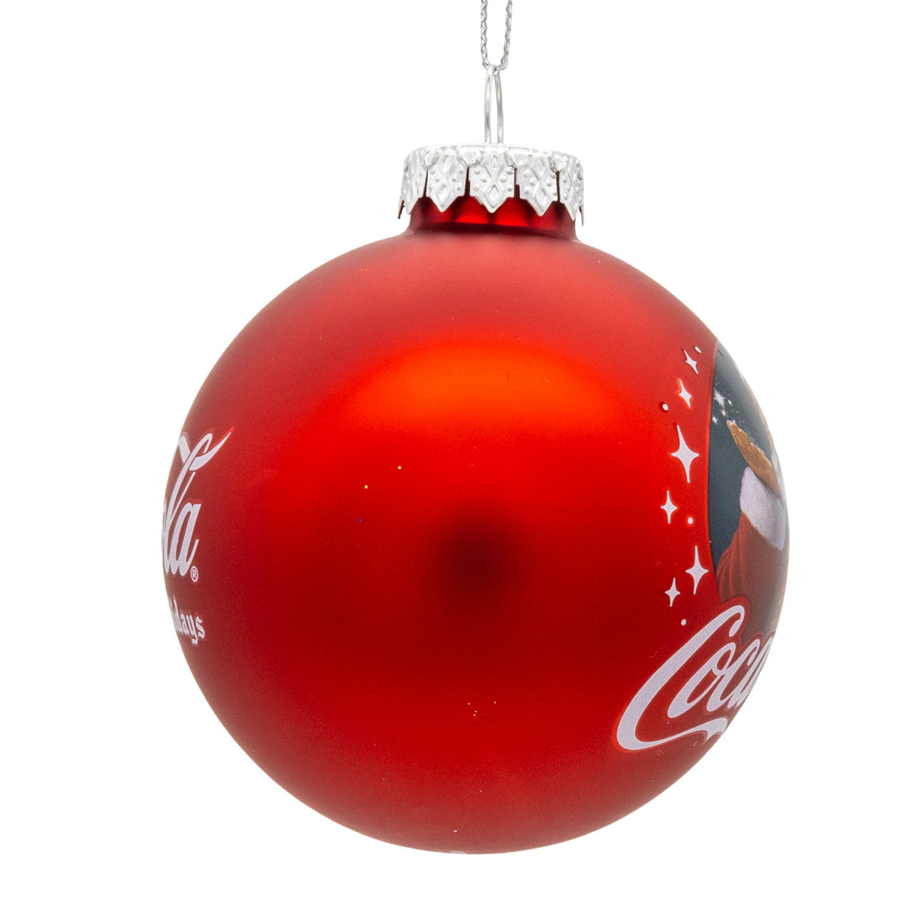 Coca-Cola® 80MM Glass "Drink Coca-Cola For Sparkling Holidays" Santa Ball Ornament