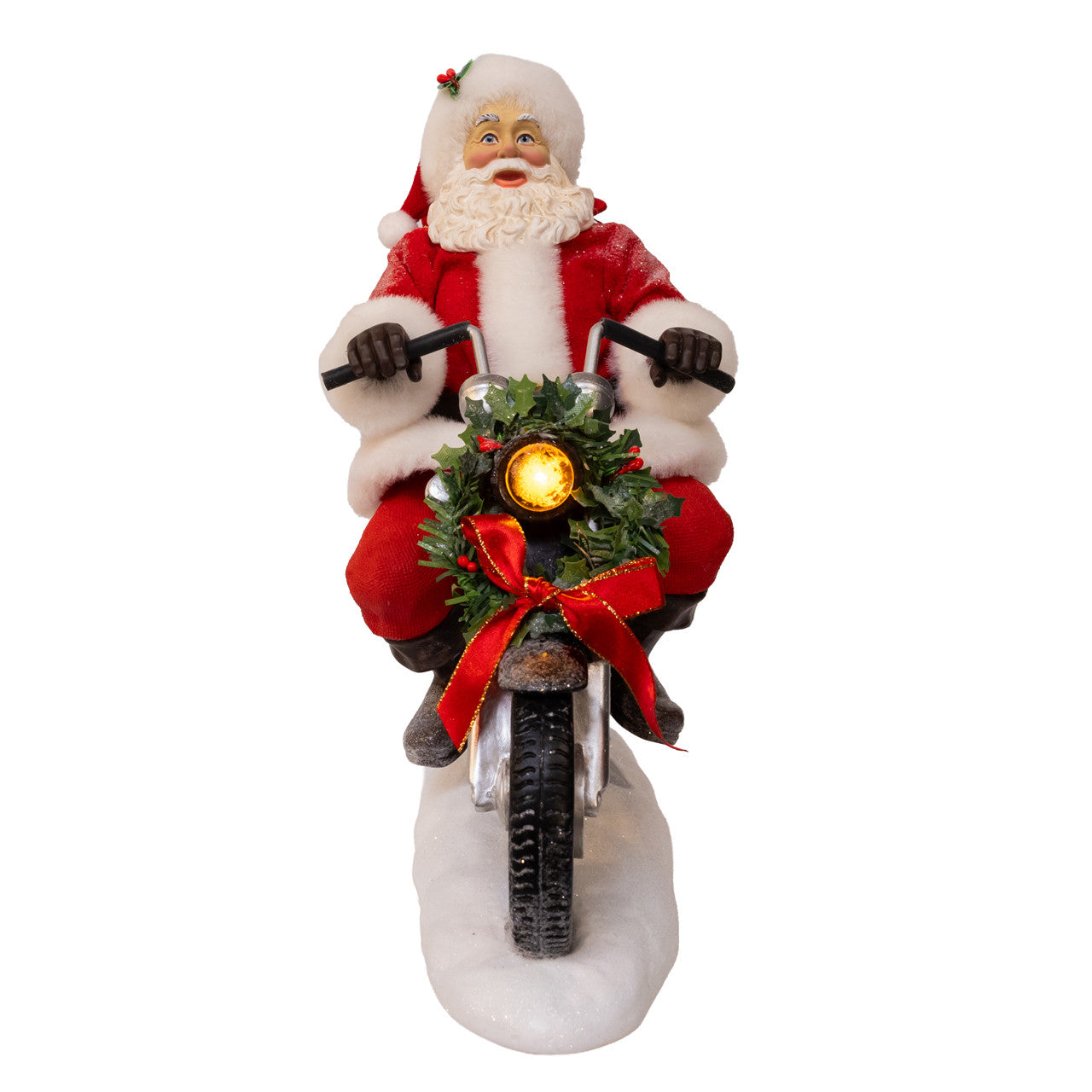 10.5" Coca-Cola® Fabriché™ Battery Operated Santa On Motorcycle With LED Lighted Headlight