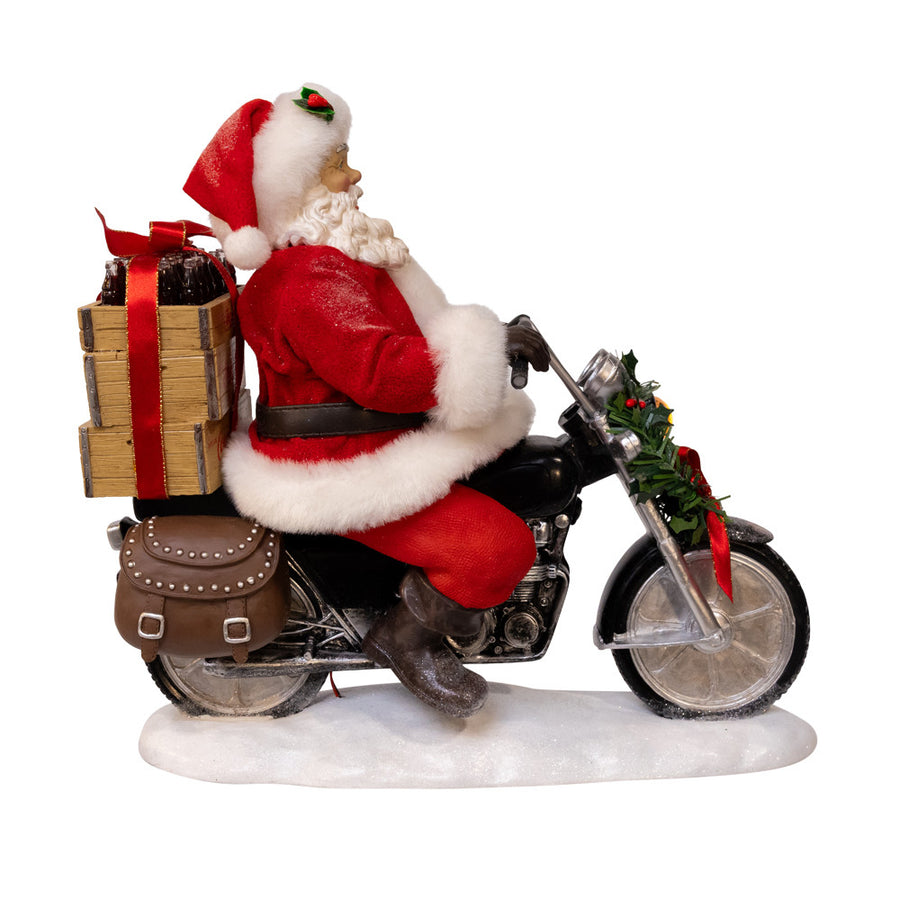 10.5" Coca-Cola® Fabriché™ Battery Operated Santa On Motorcycle With LED Lighted Headlight