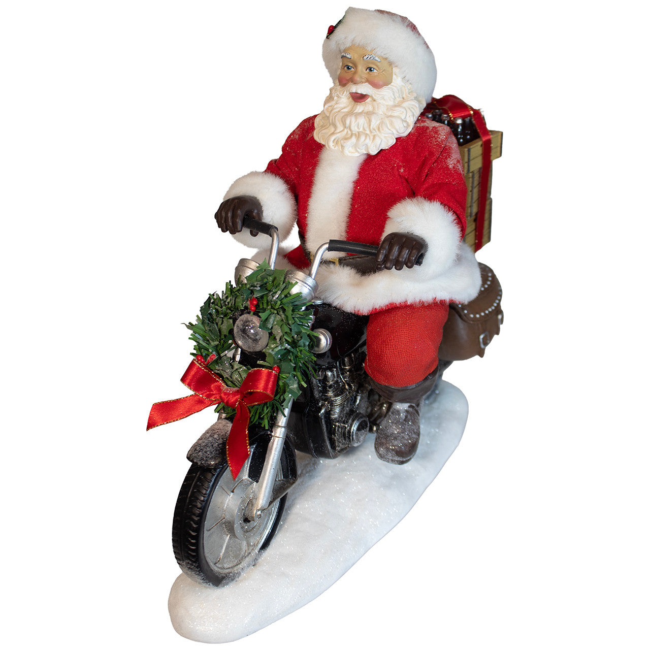 10.5" Coca-Cola® Fabriché™ Battery Operated Santa On Motorcycle With LED Lighted Headlight