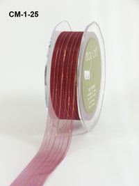 1 Inch Sheer Gold Lines – CM25 – BURGUNDY