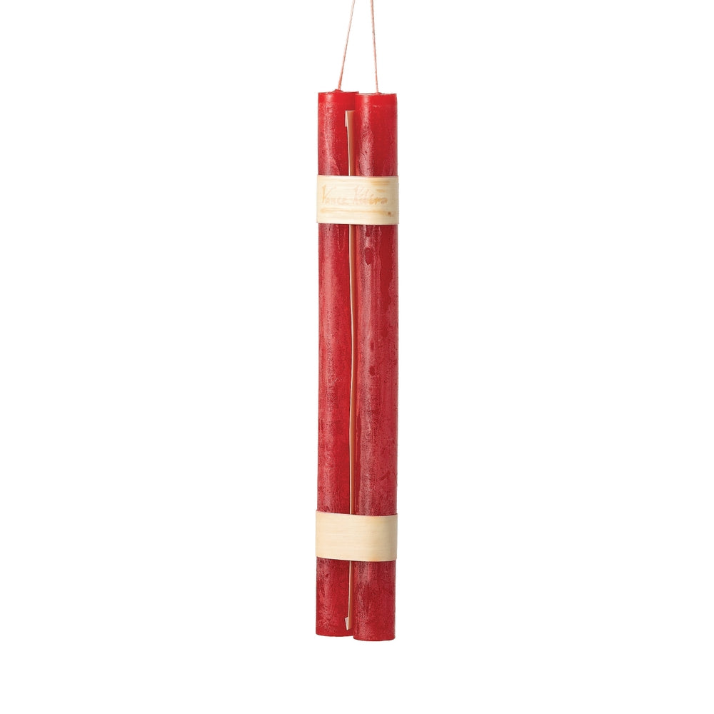 12" Cranberry Hanging Timber Taper Candle