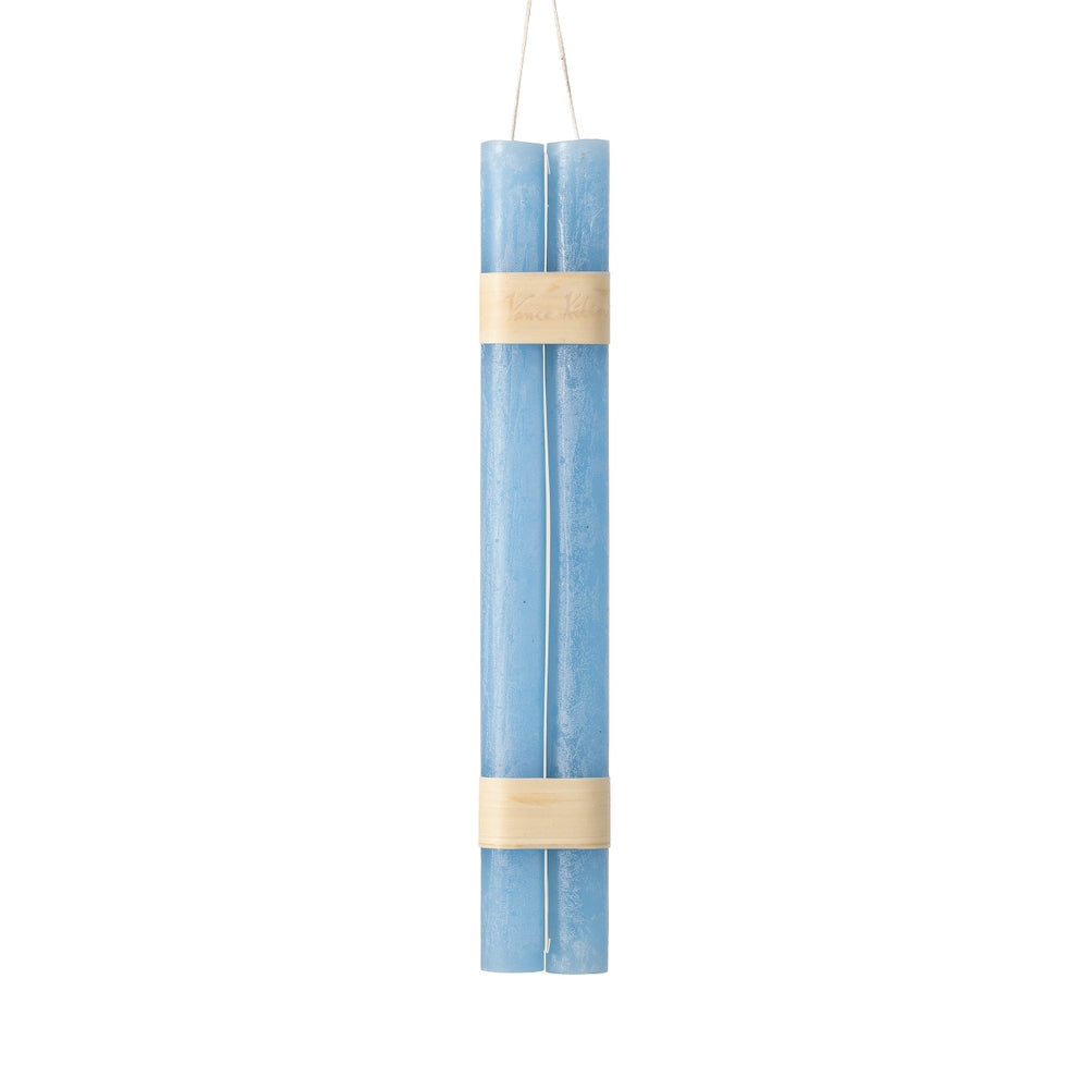 12" Crystal Blue Hanging Timber Taper Candle
