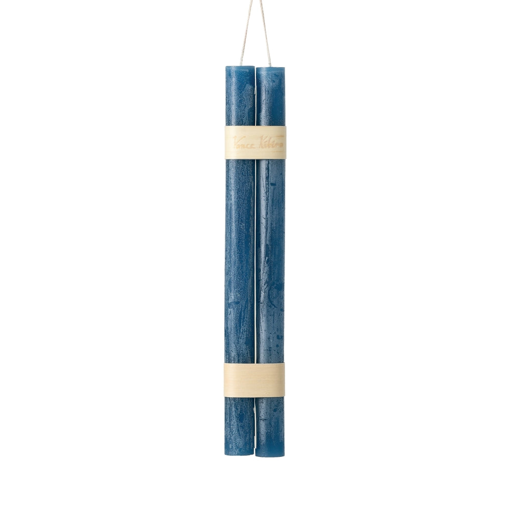 12" English Blue Hanging Timber Taper Candle
