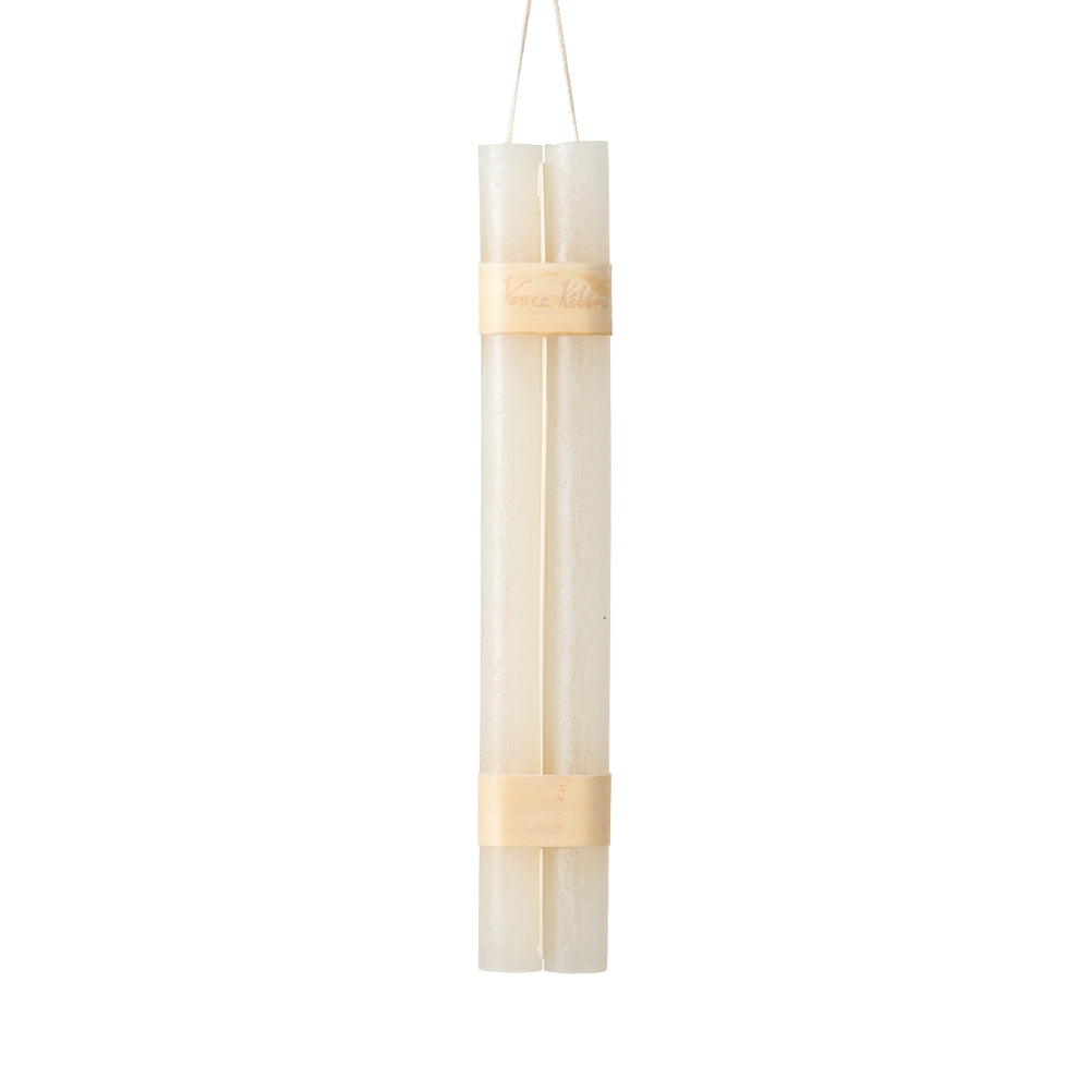 12" Melon White Hanging Timber Taper Candle