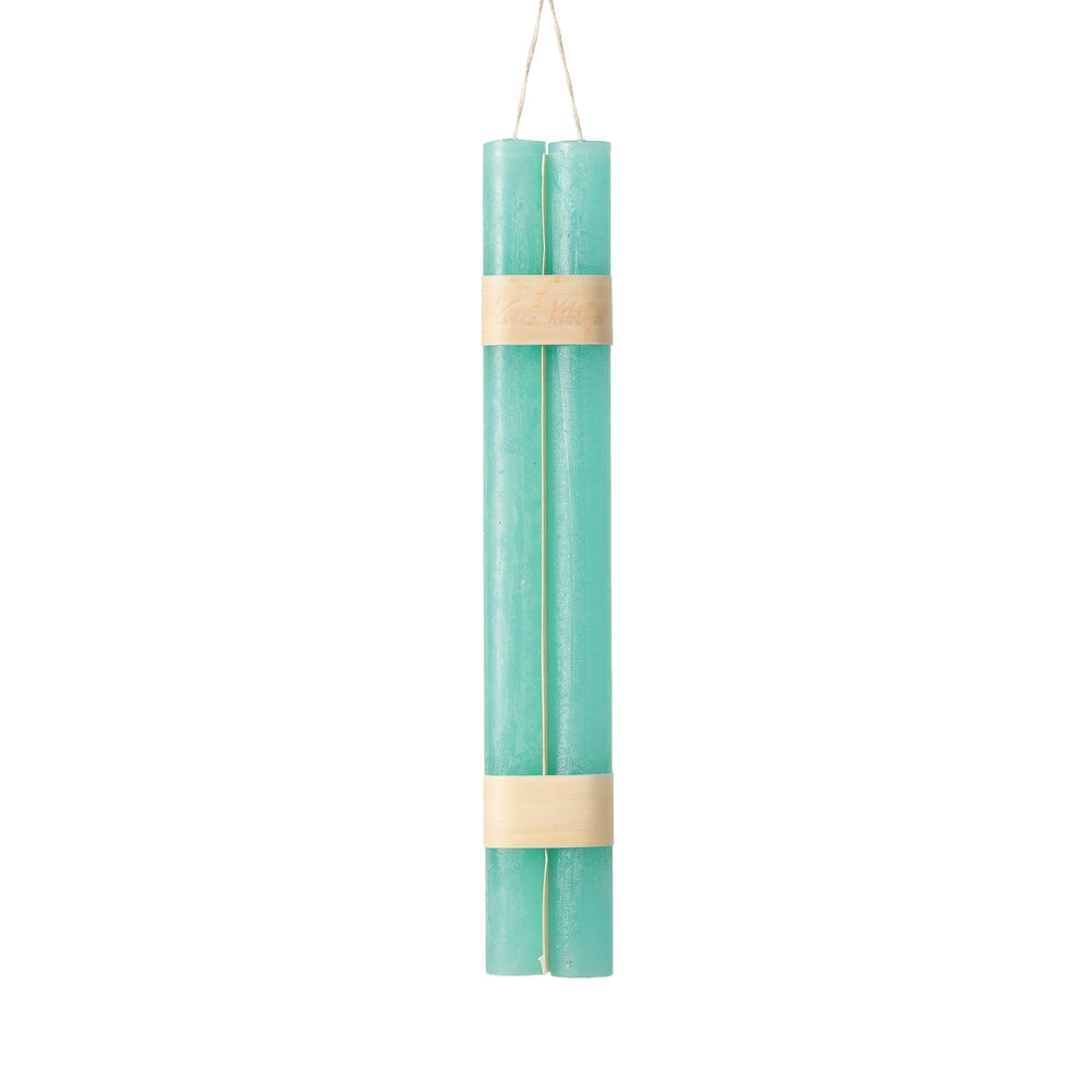 12" Turquoise Hanging Timber Taper Candle