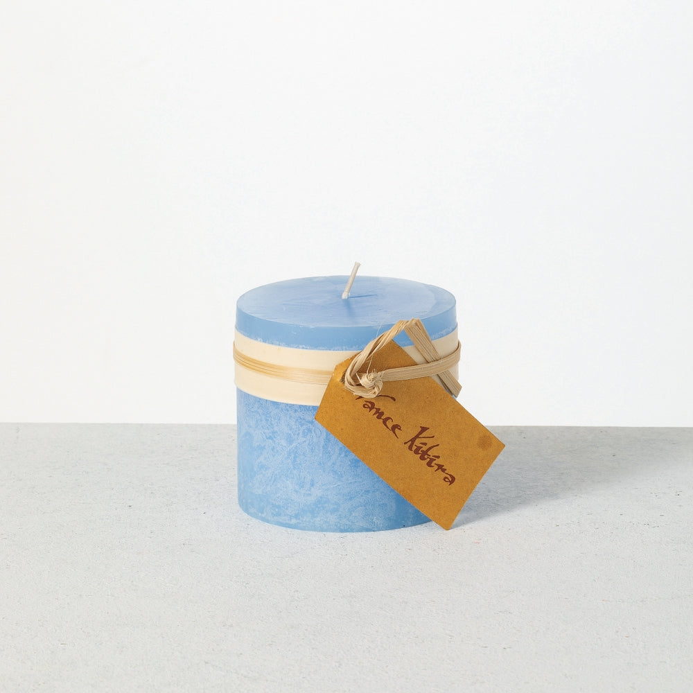 3.25" x 3" Crystal Blue Timber Pillar Candle