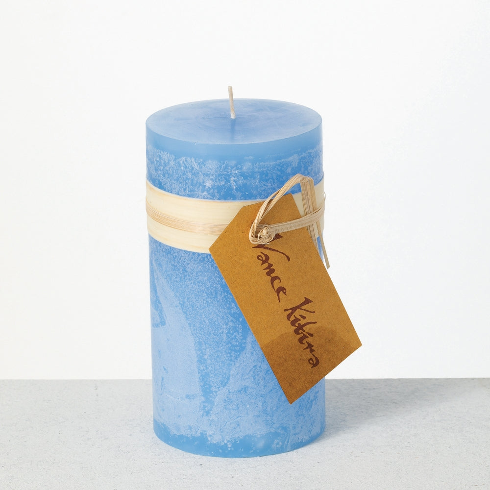 3.25" x 6" Crystal Blue Timber Pillar Candle