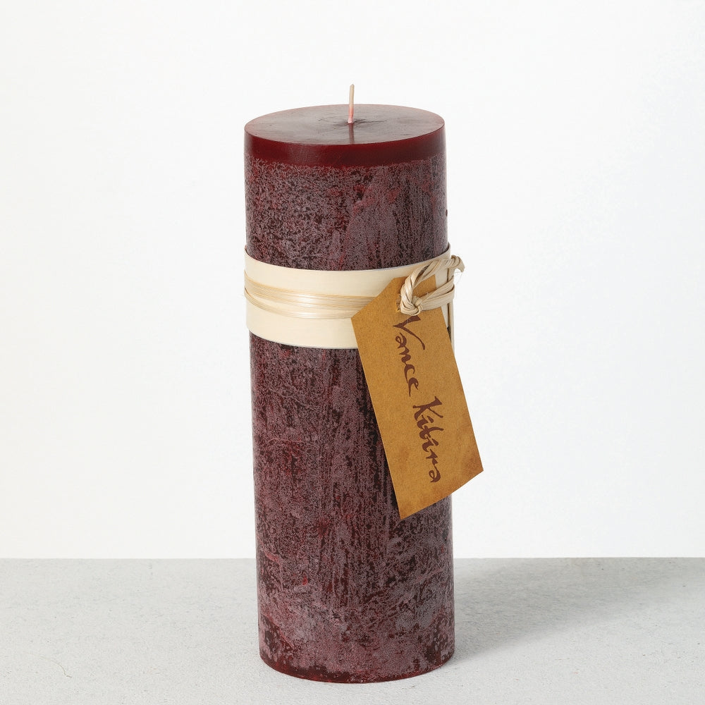 3.25" x 9" Wine Timber Pillar Candle