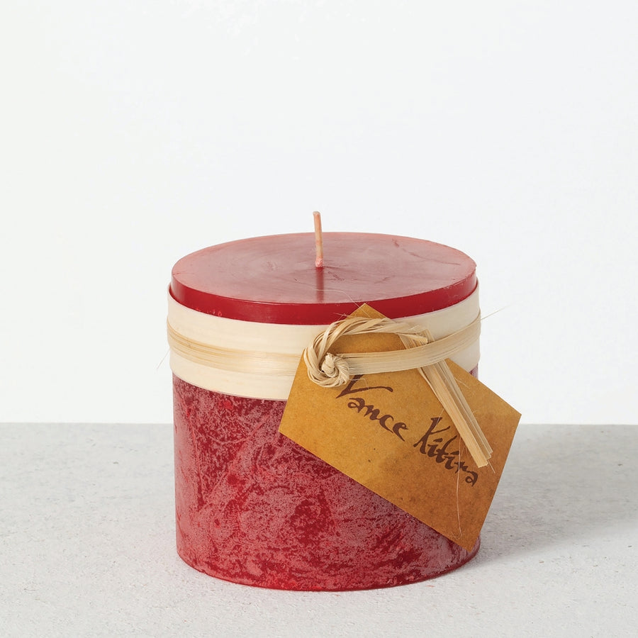 4" x 4" Cranberry Timber Pillar Candle