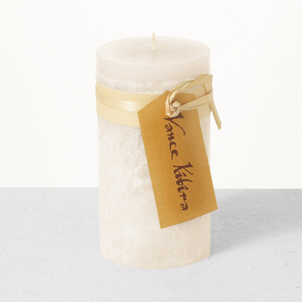 4" x 8" Melon White Timber Pillar Candle