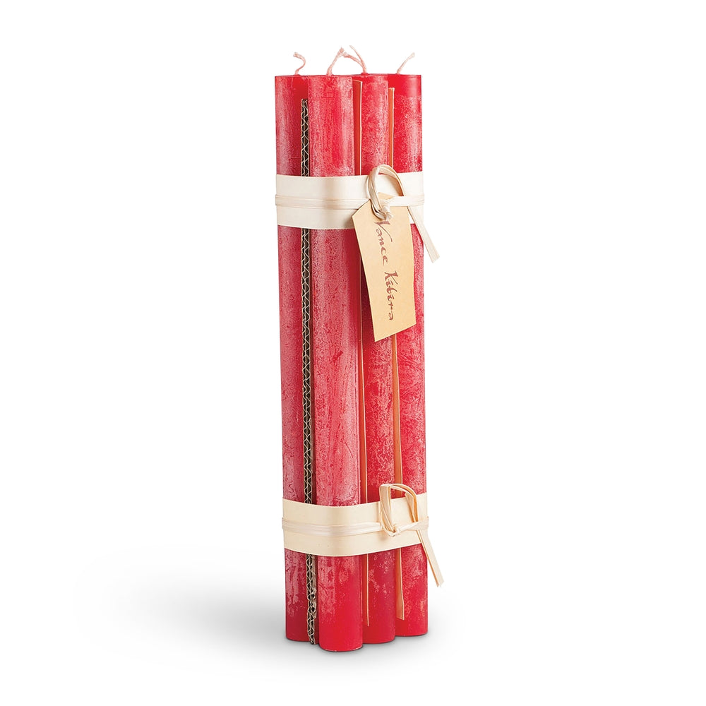 12" Cranberry Timber Taper Candle Bundle