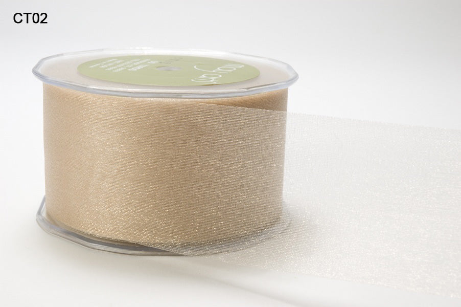 3 Inch Twinkle Shimmer Sheer Ribbon with Cut Edge – CT02 – CHAMPAGNE