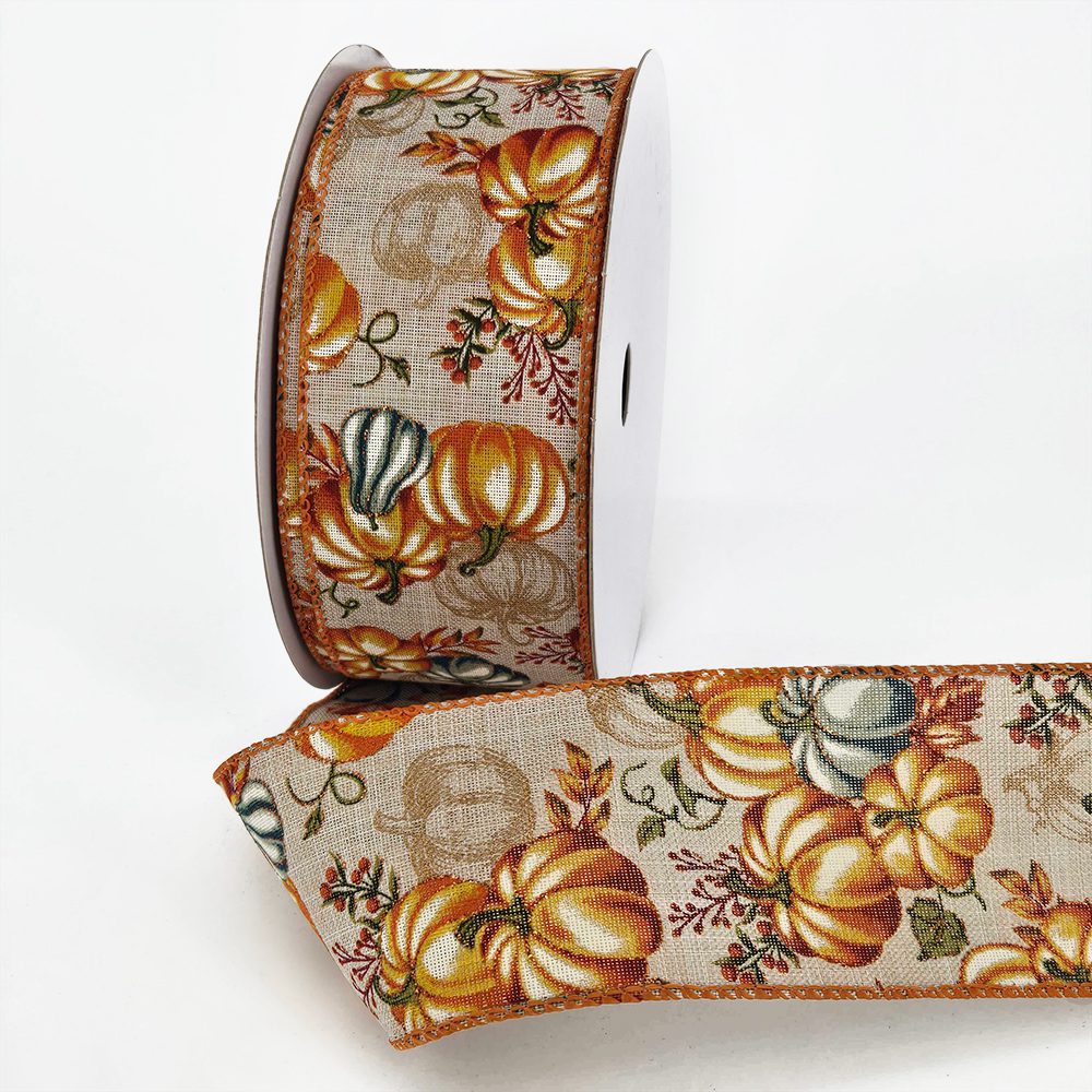 2.5″ Wired Faux Linen Gourds and Pumpkins