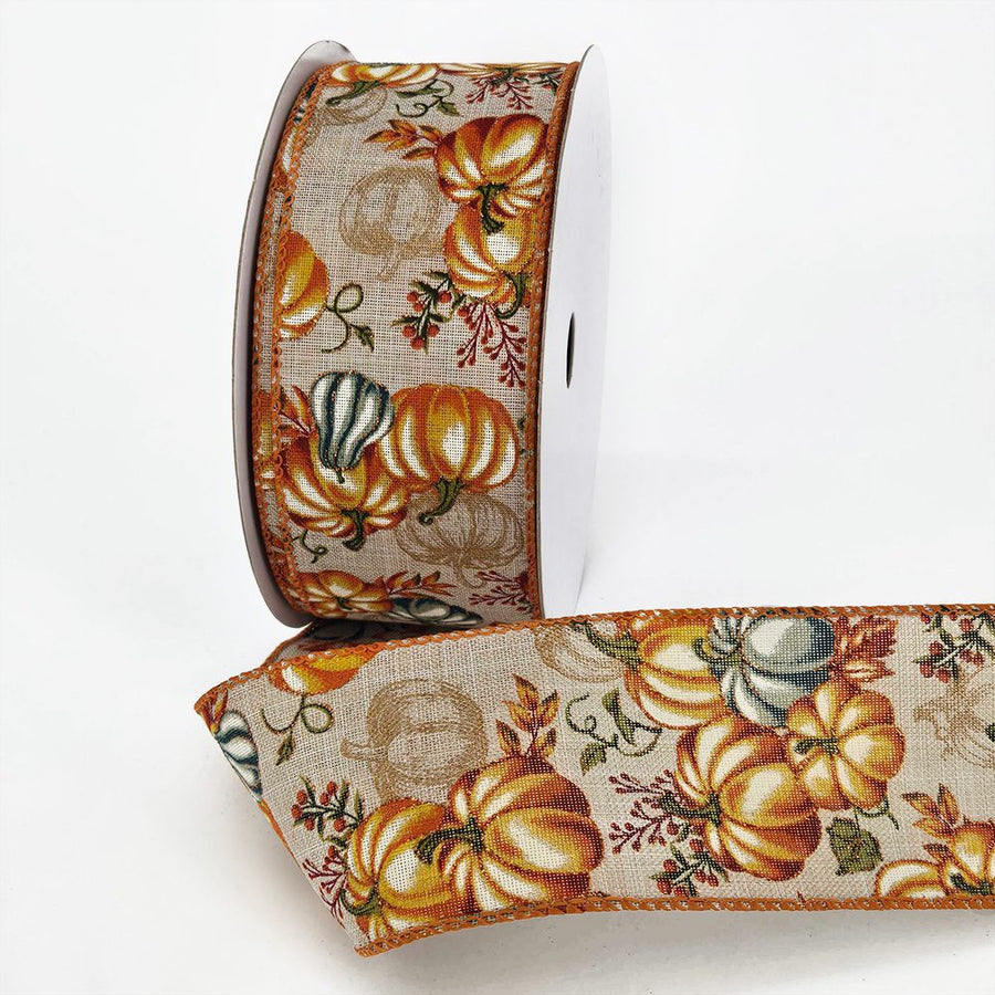 2.5″ Wired Faux Linen Gourds and Pumpkins