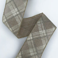 2.5″ Wired Gilded Glitter Plaid Tartan Faux Linen Ribbon