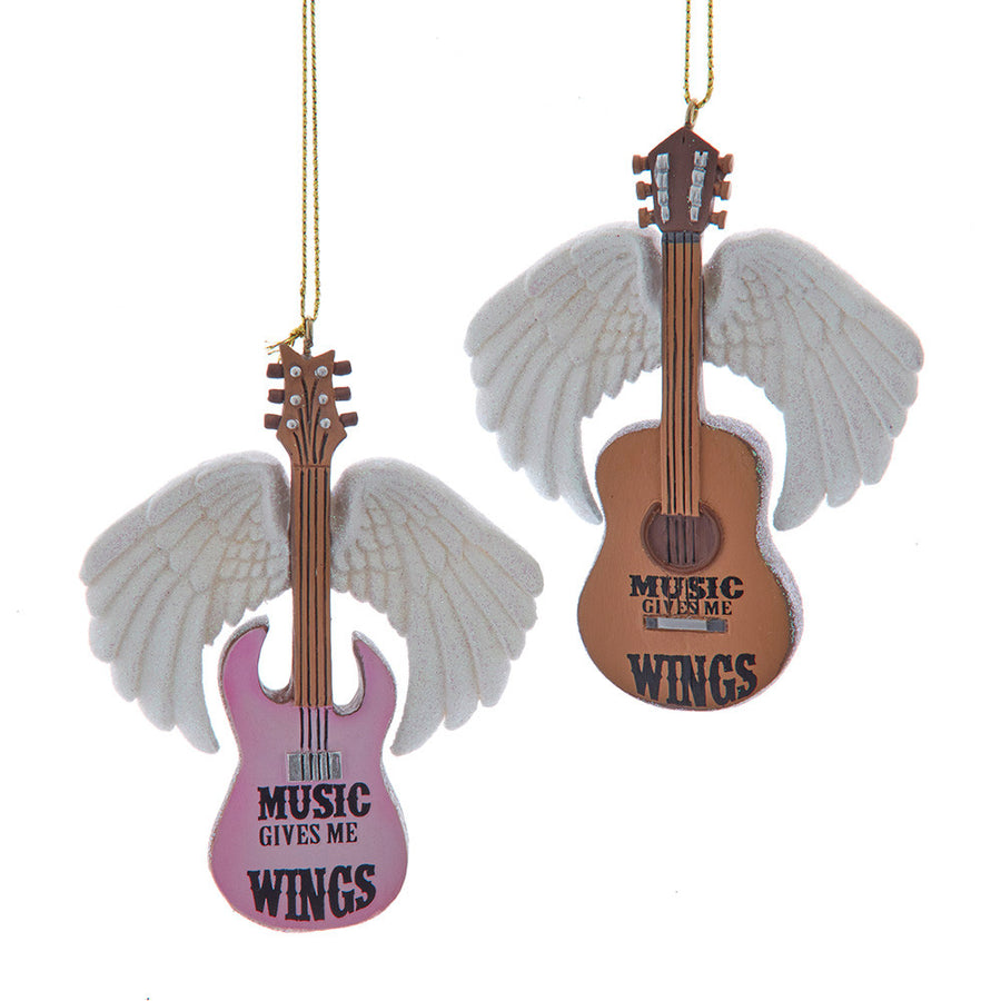 Guitar With Angel Wings & Sayings Ornaments