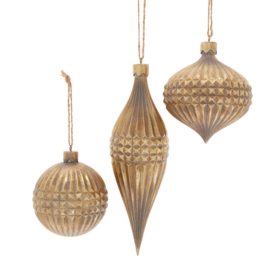 Gold Spiked Ball, Drop & Onion Ornaments