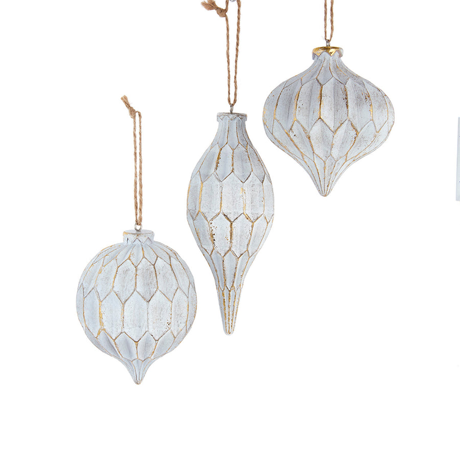 White Honeycomb Ball, Drop & Onion Ornaments