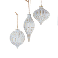 White Honeycomb Ball, Drop & Onion Ornaments