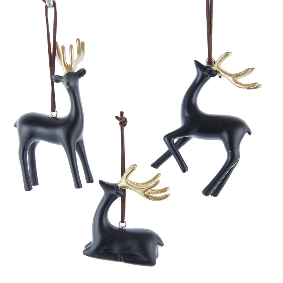 Black & Gold Deer Ornaments