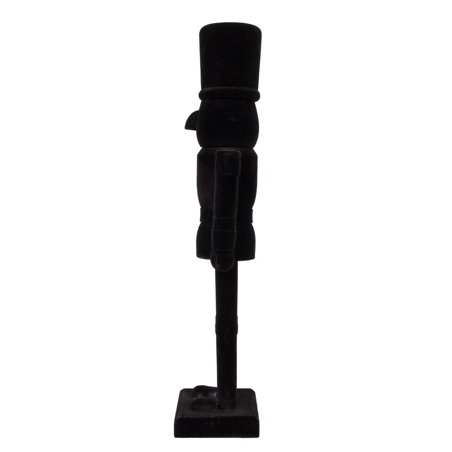 15" Flocked Black Nutcracker
