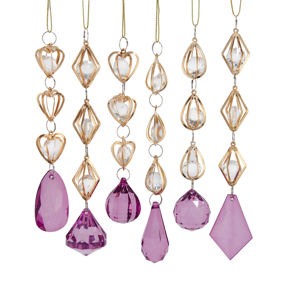 Purple & Gold Dangle Ornaments