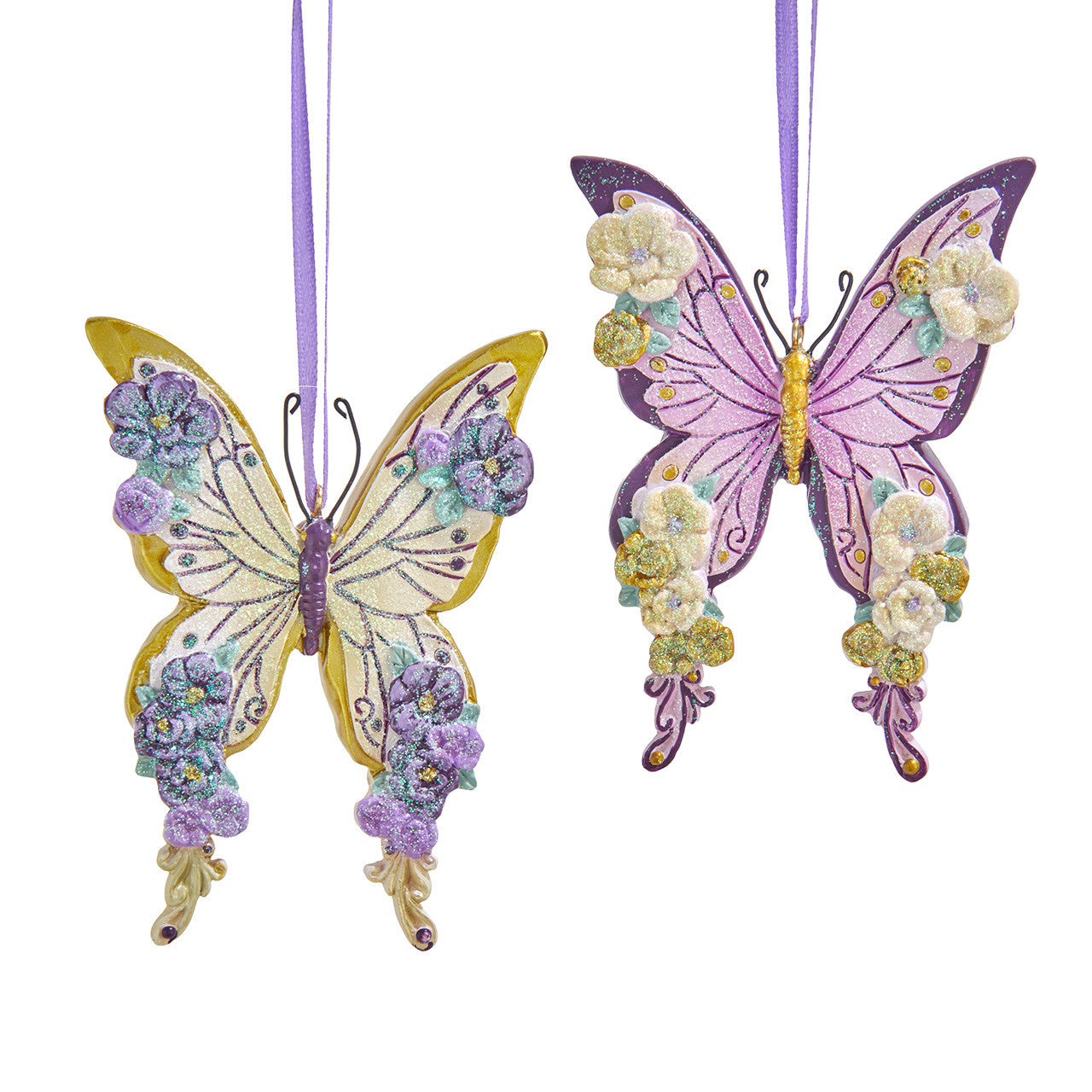 Purple & Gold Butterfly Ornaments