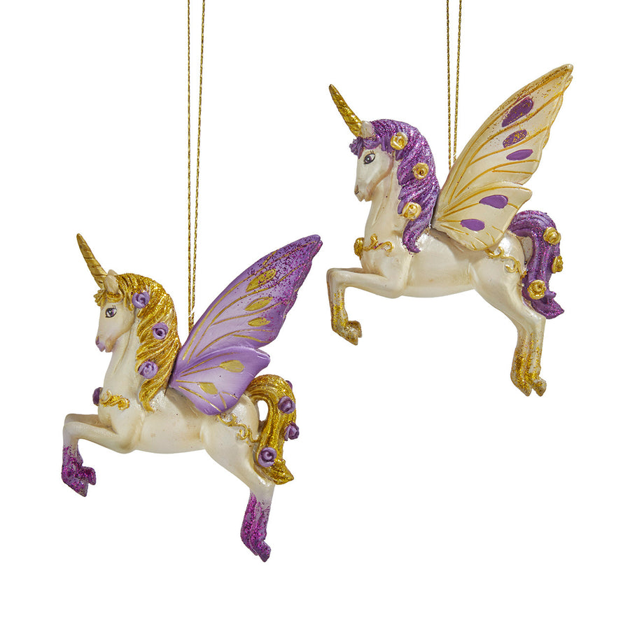 Purple & Gold Unicorn Ornaments